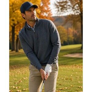 Dunning Golf Wool Blend Quarter Zip Sweater Sweatshirt Mens Mock Neck Size M